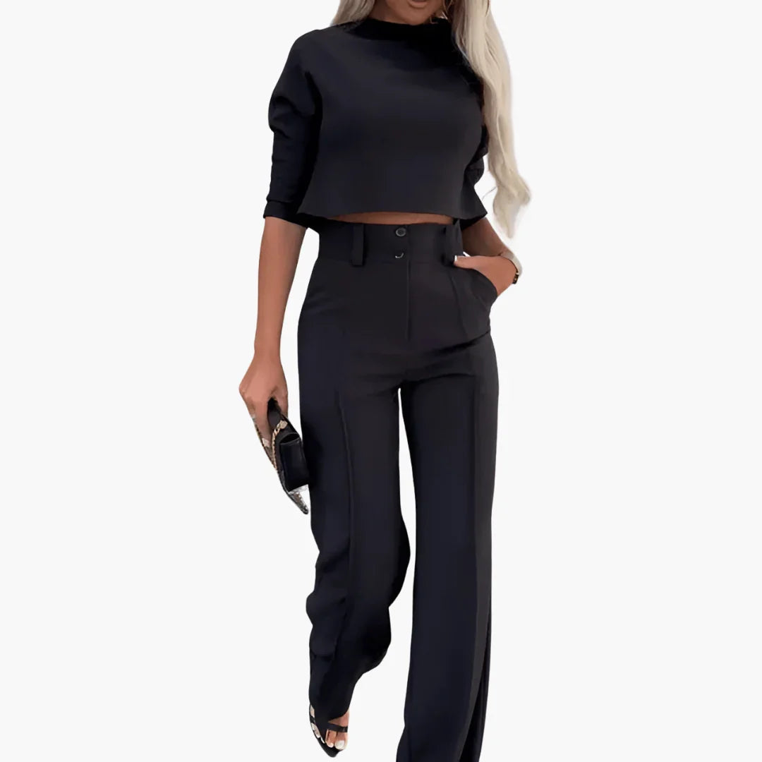 Afslappet todelt sæt med crop top til kvinder