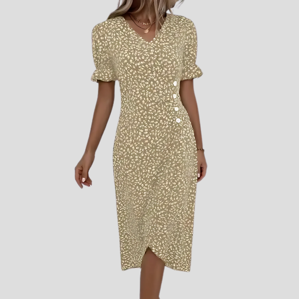 Elegant blomstret midikjole til kvinder