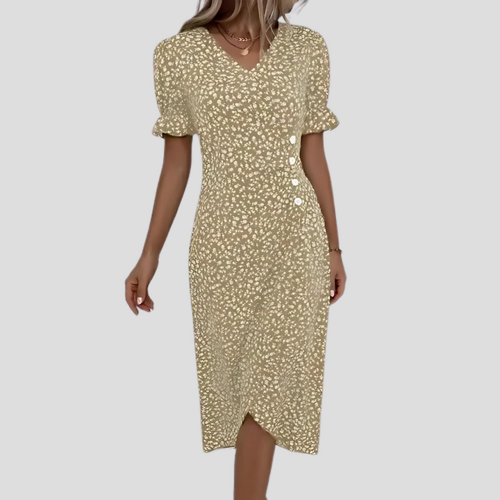 Elegant blomstret midikjole til kvinder