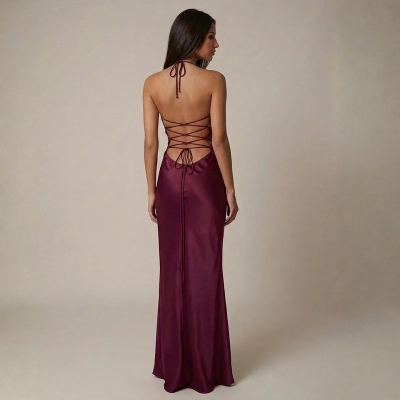 A-line maxi dress with spaghetti straps for women