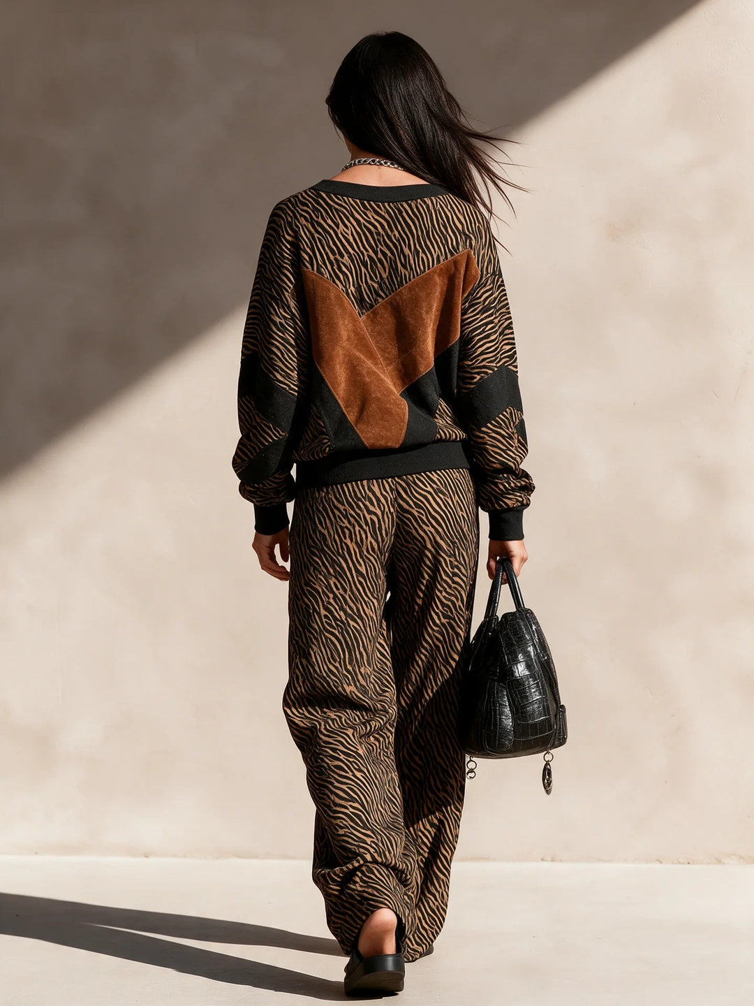 Two-Piece Animal Print Suit Set for Women