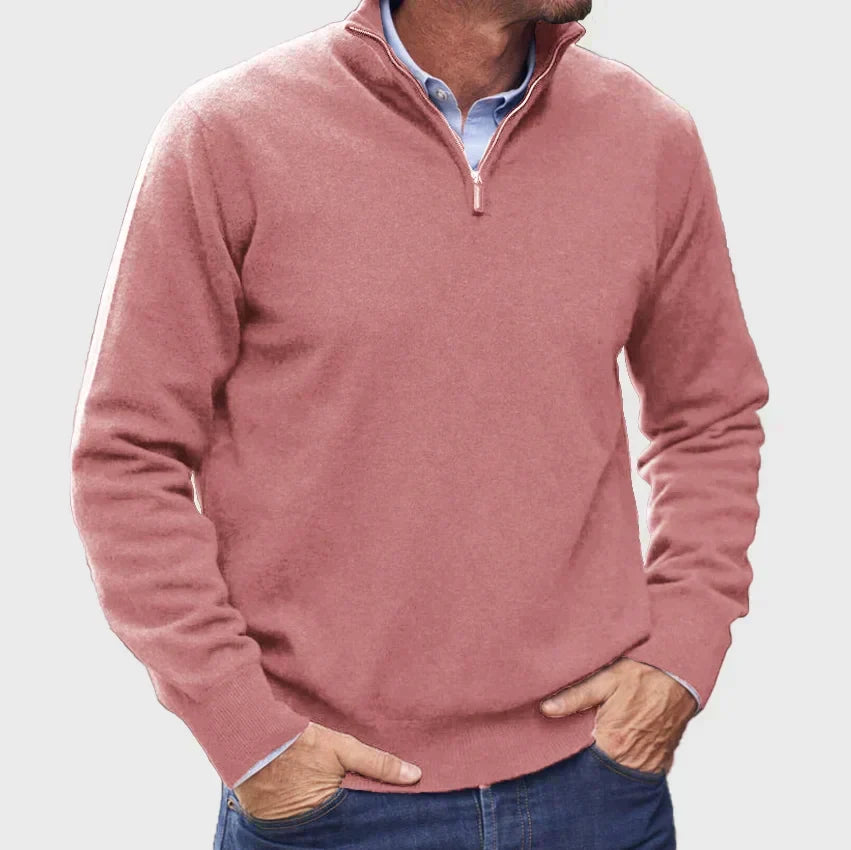 Quarter-zip knitted sweater for men
