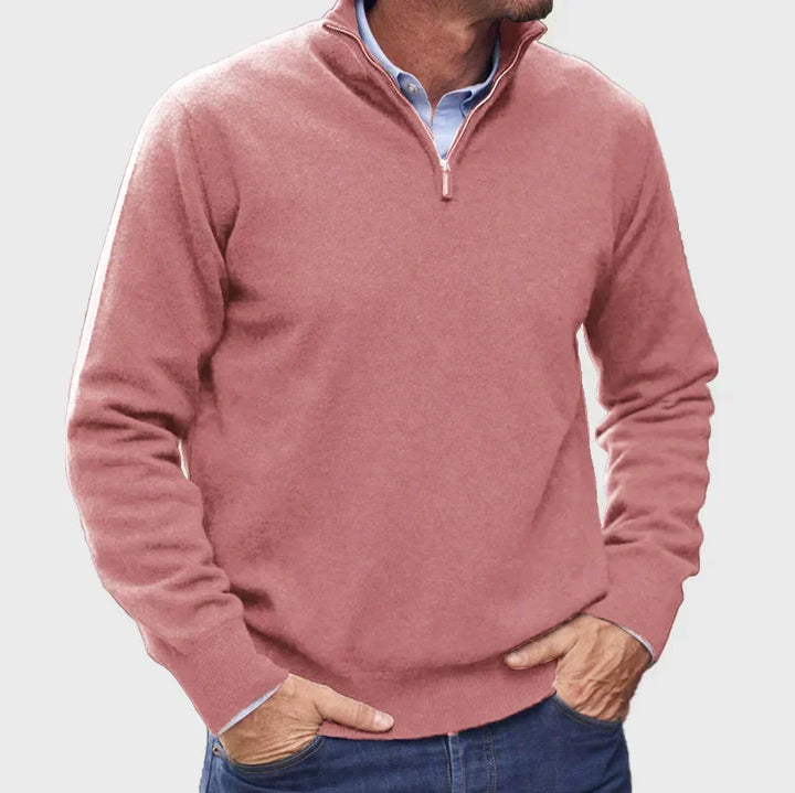Quarter-zip knitted sweater for men