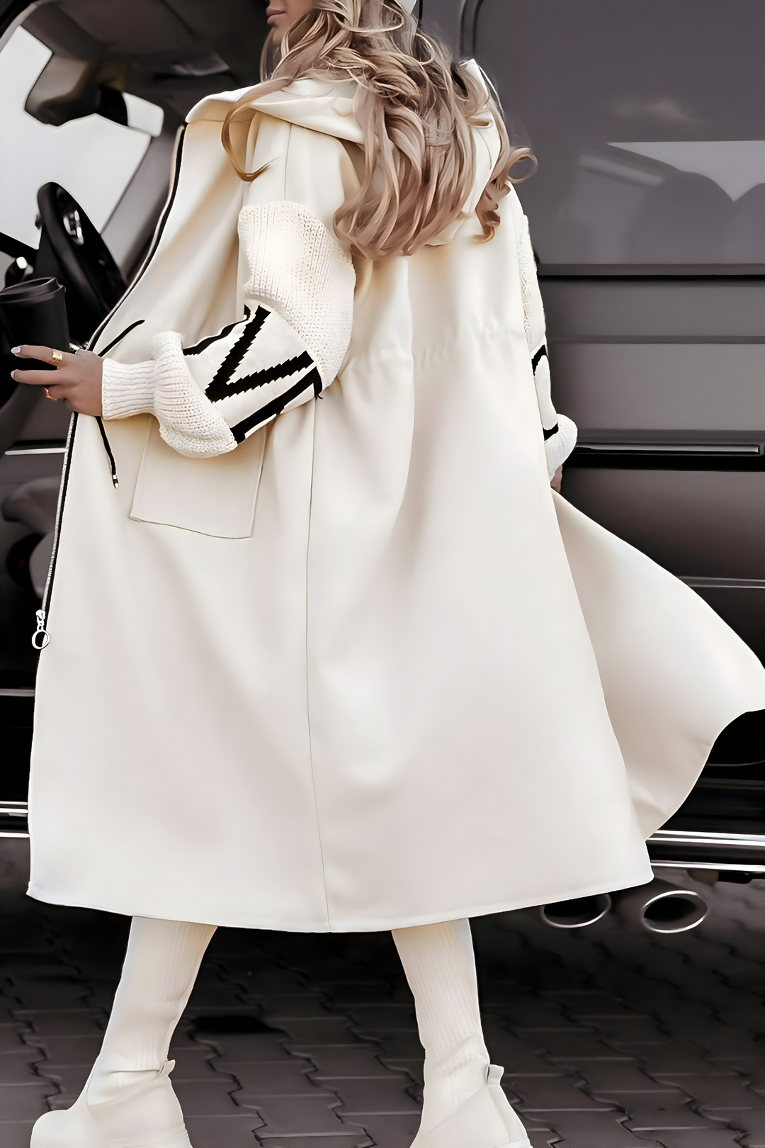 Long Cardigan with Hood and Open Front for Women