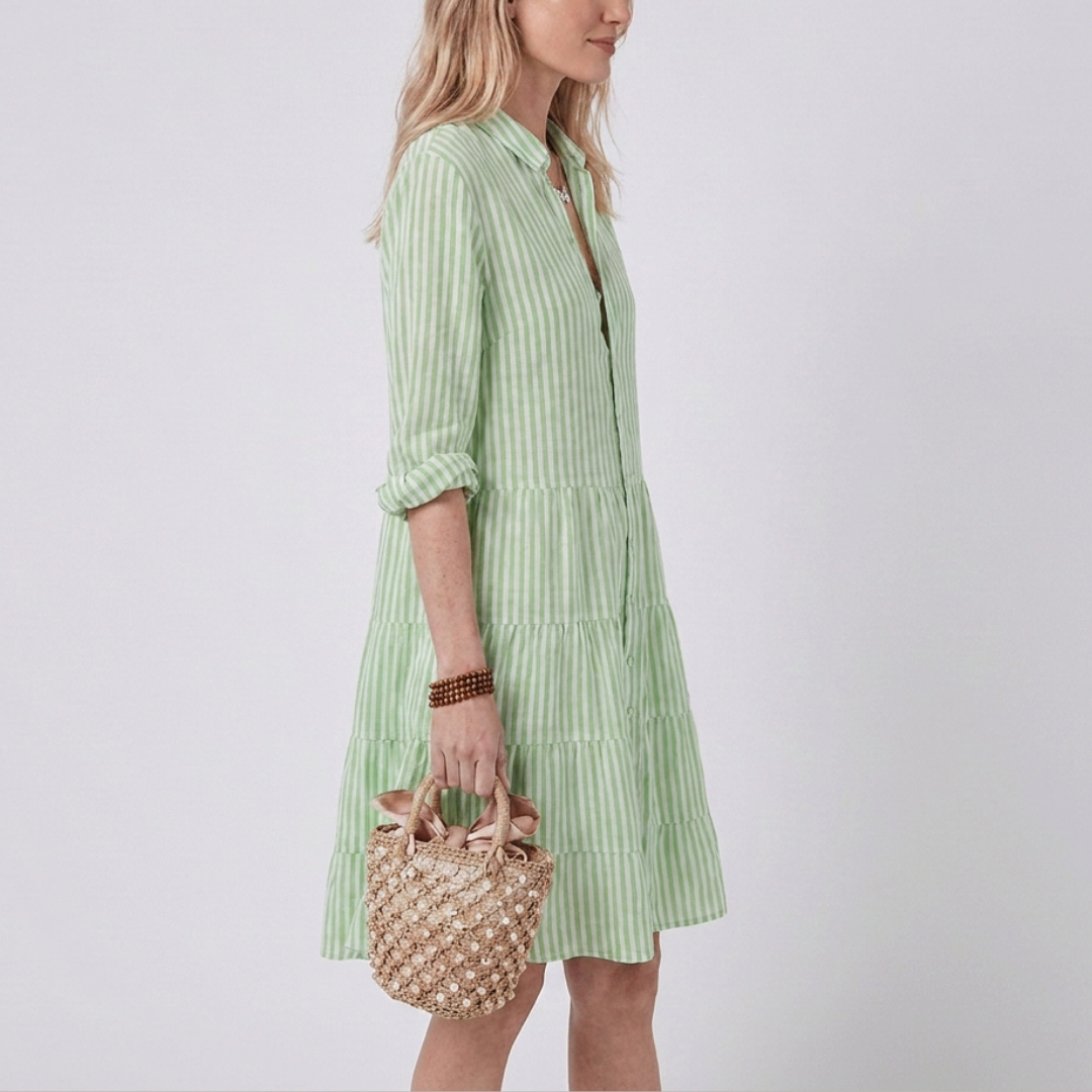 Striped summer dress with an A-line fit for women