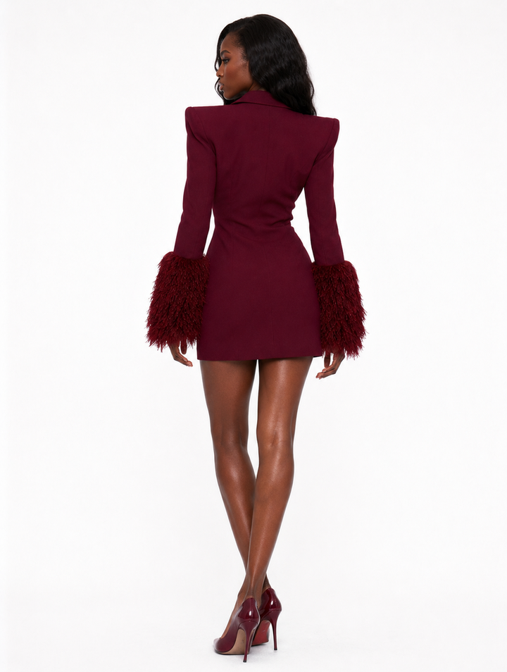 Blazer dress with feather details for women