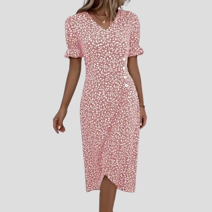 Elegant blomstret midikjole til kvinder