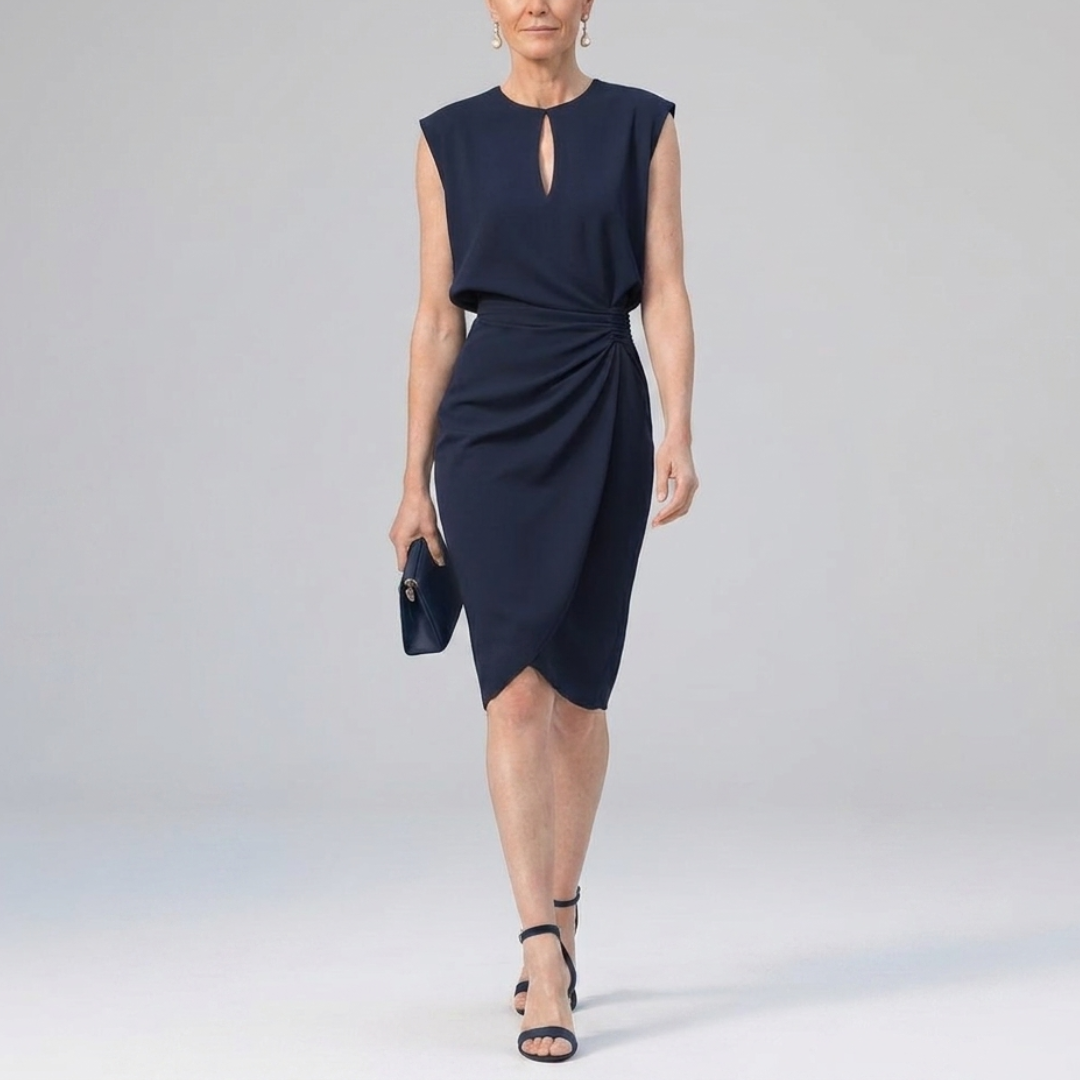 Wrinkled midi dress for women