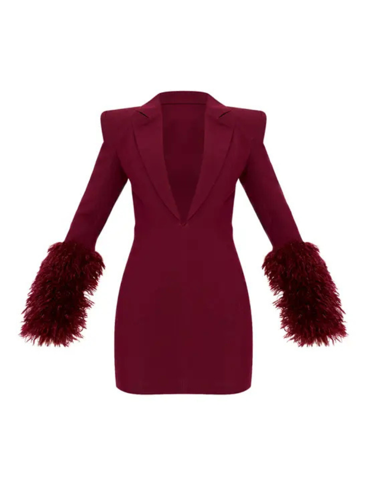 Blazer dress with feather details for women