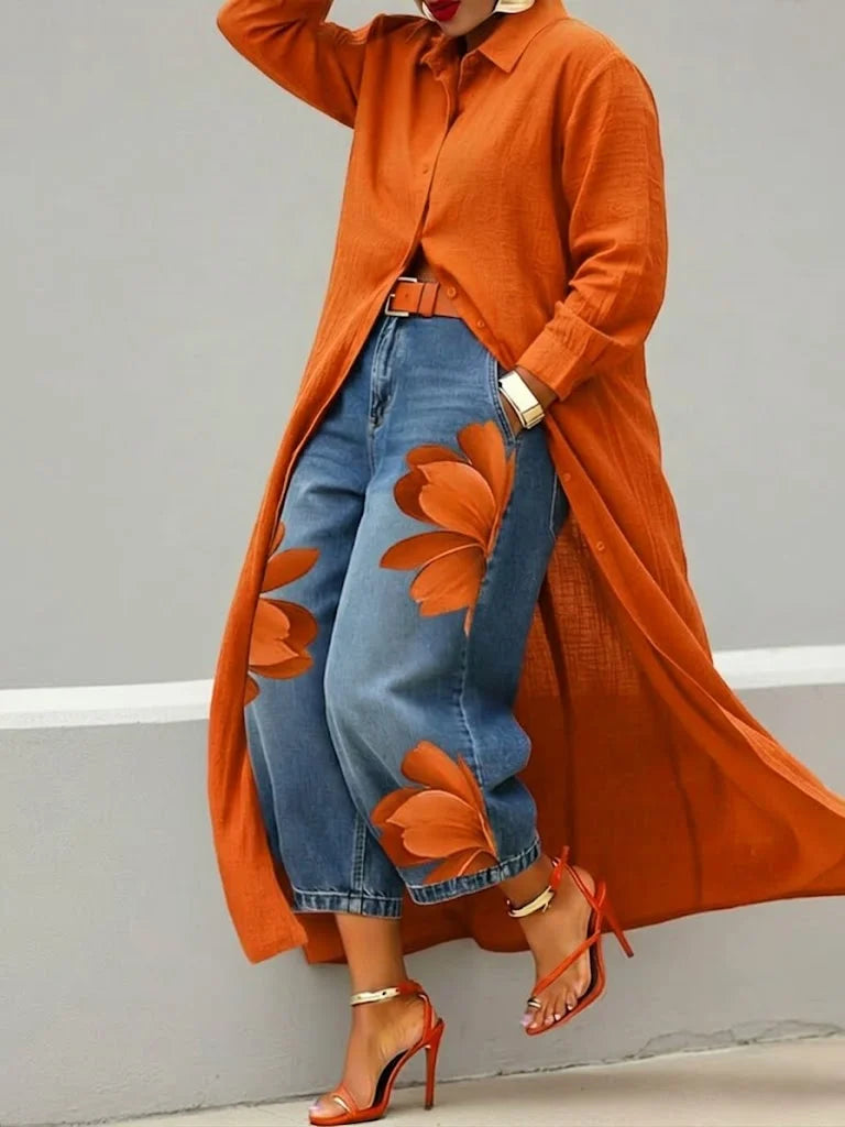 Shirt dress and jeans set for women