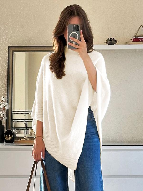 Women's Draped Knitted Cape with Asymmetric Hem