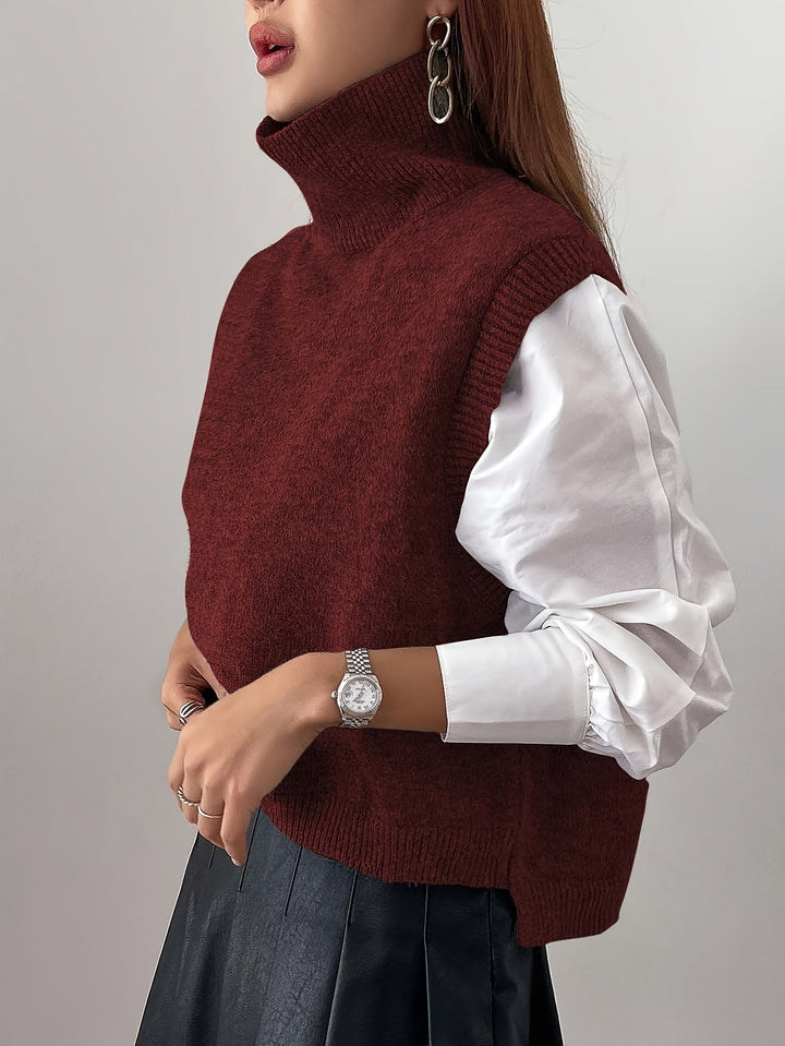 High-Neck Knit Vest for Women