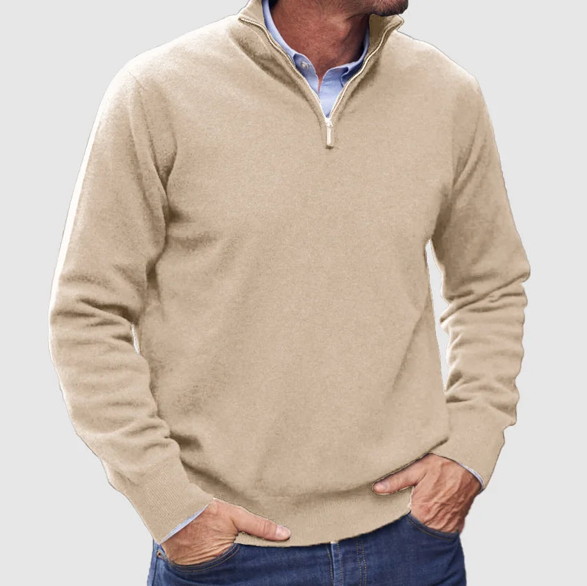 Quarter-zip knitted sweater for men