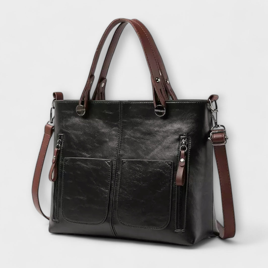 Women's Spacious Leather Tote Bag with Handles