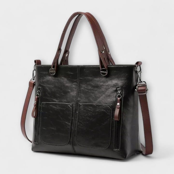 Women's Spacious Leather Tote Bag with Handles