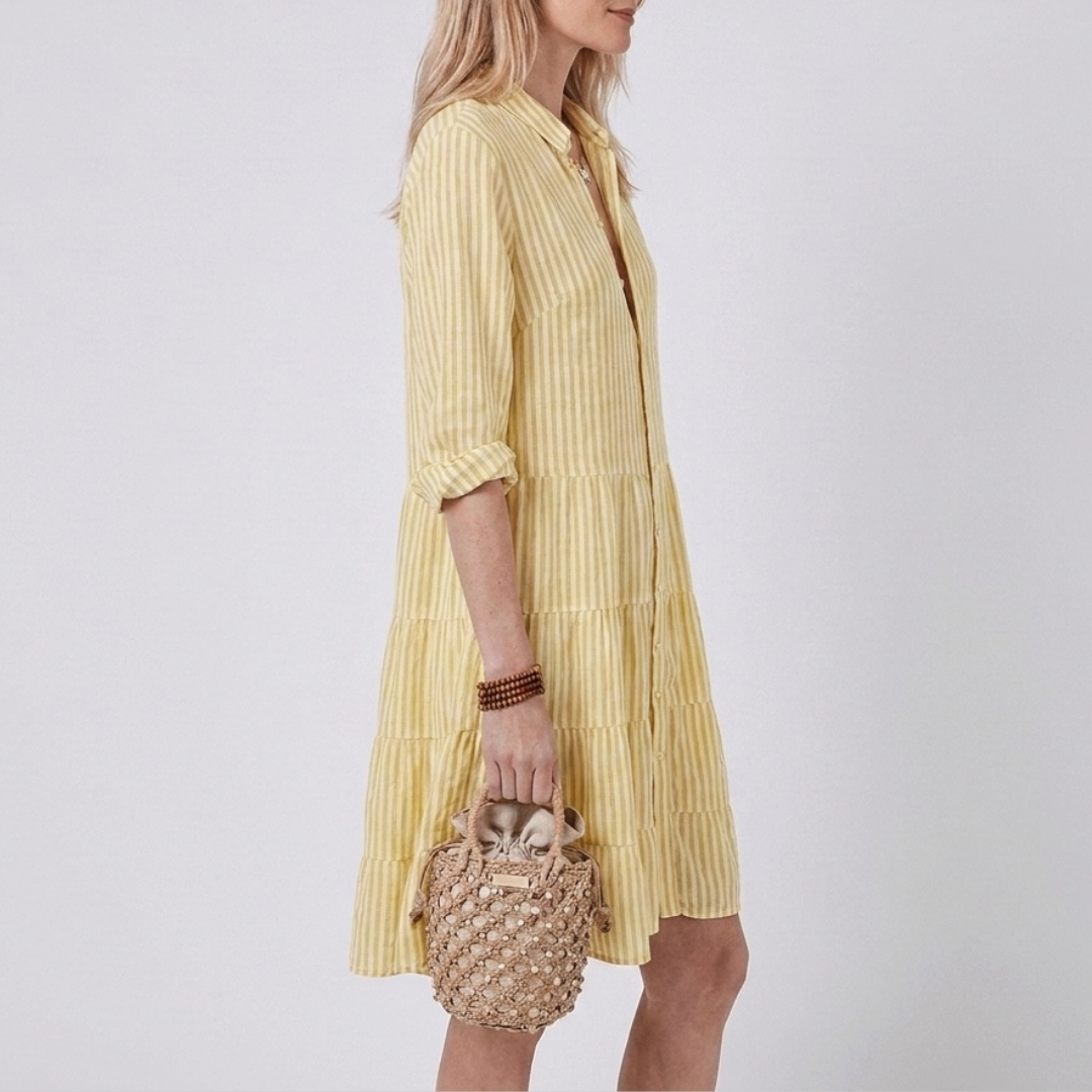 Striped summer dress with an A-line fit for women