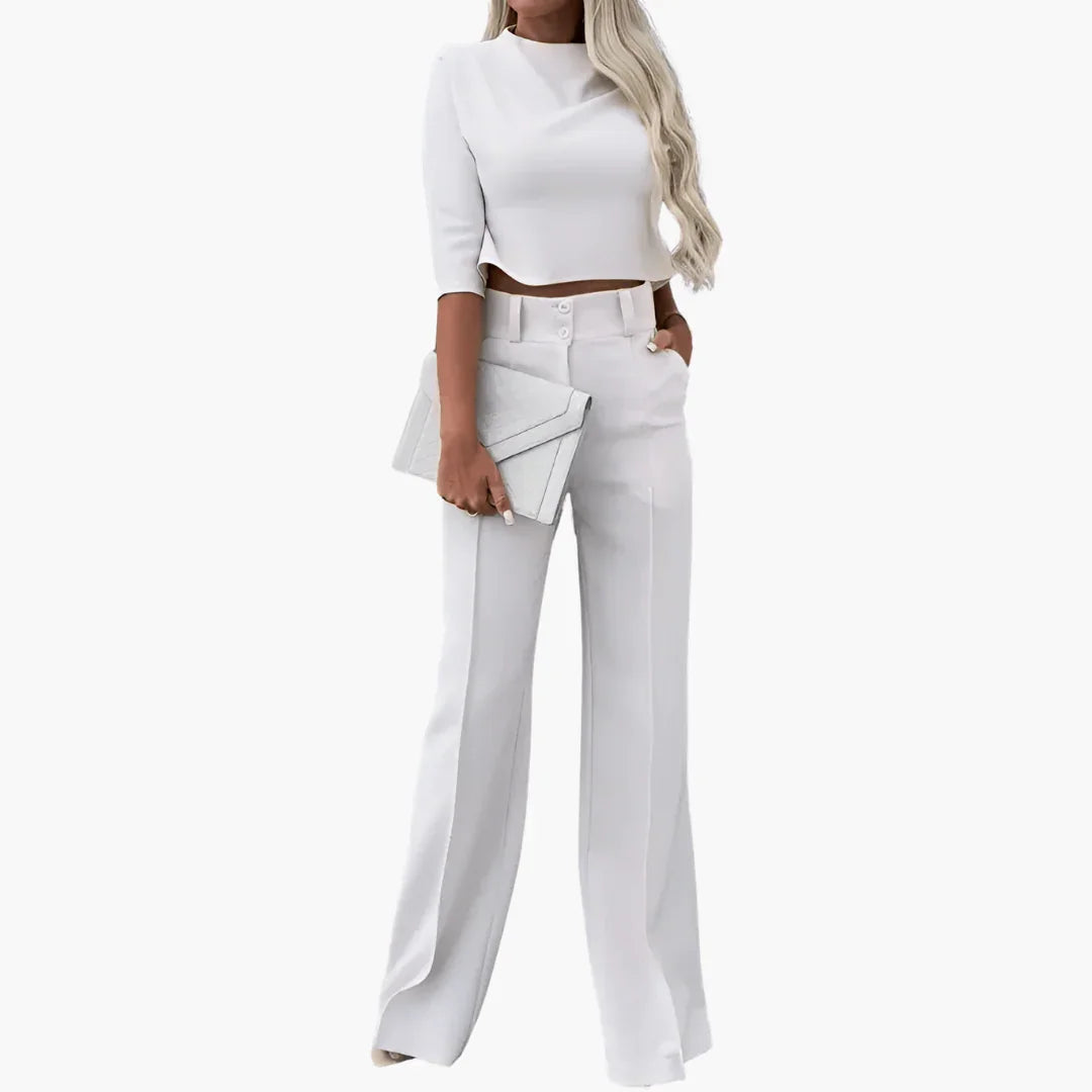 Afslappet todelt sæt med crop top til kvinder