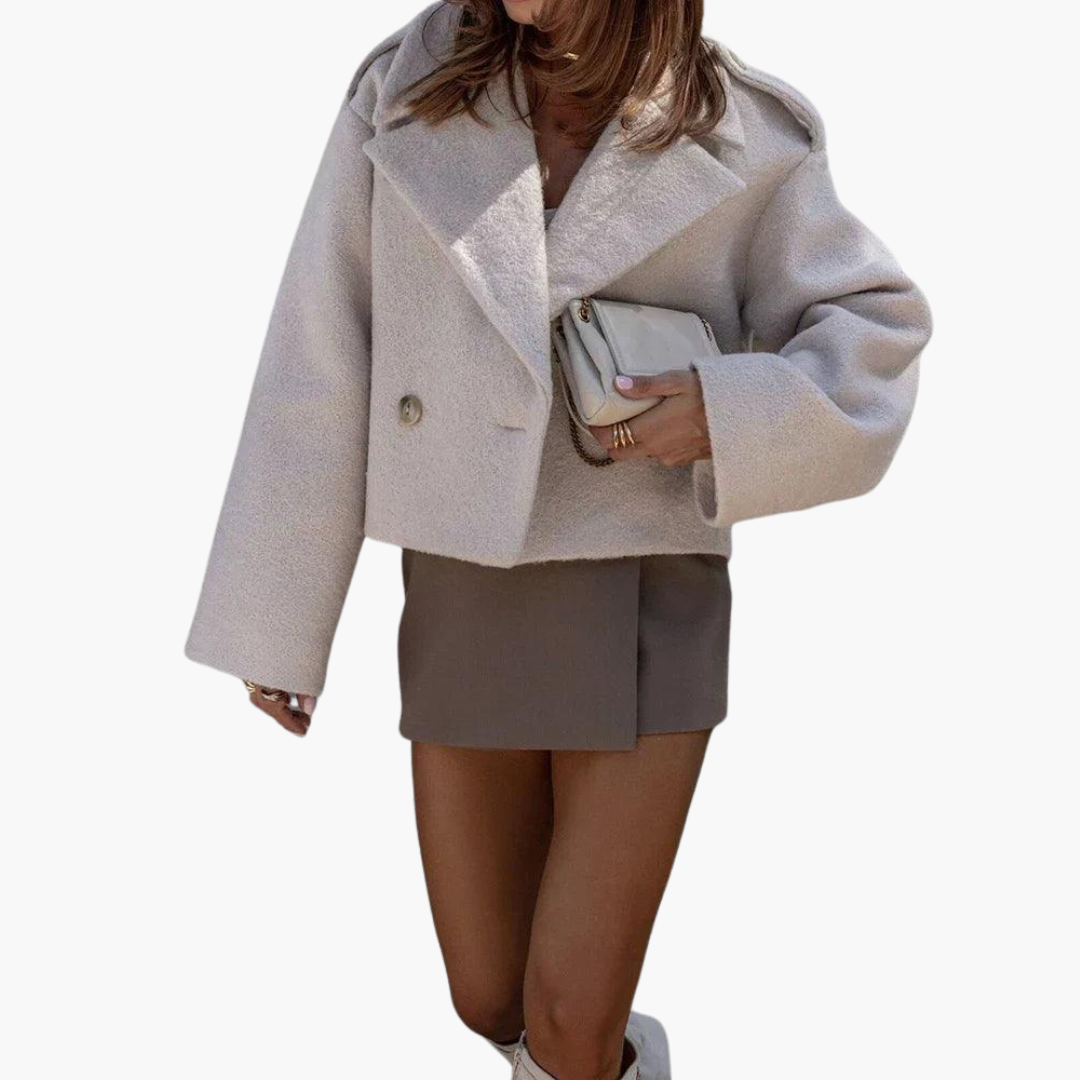 Short leather jacket for women