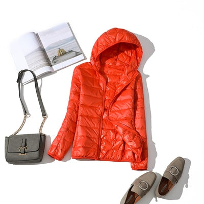Shiny quilted puffer jacket for women