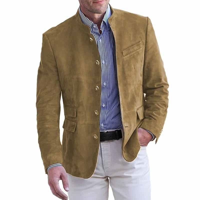 Herreblazer med opretstående krave og fem knapper