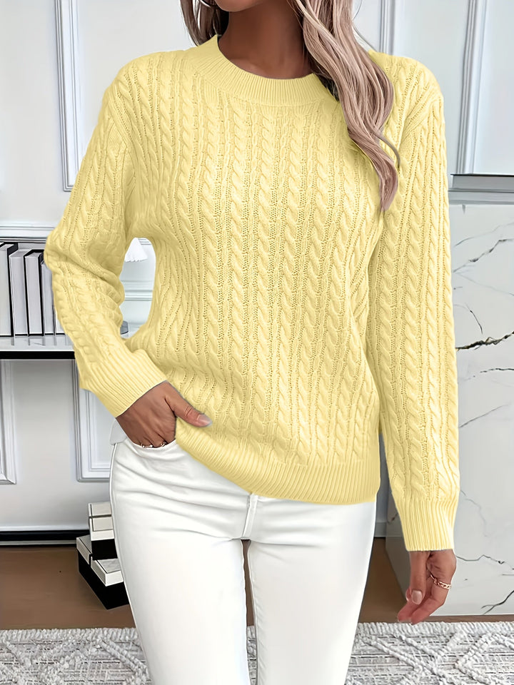 Cable-Knit Crewneck Sweater for Women