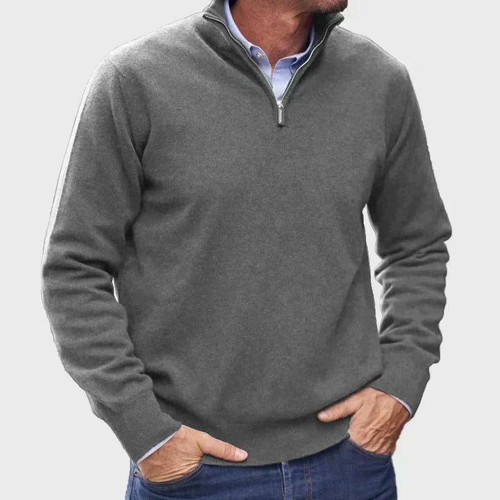Quarter-zip knitted sweater for men