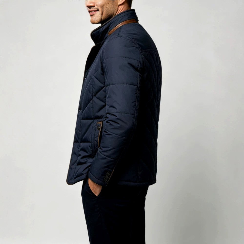 Quilted Jacket with Stand Collar for Men