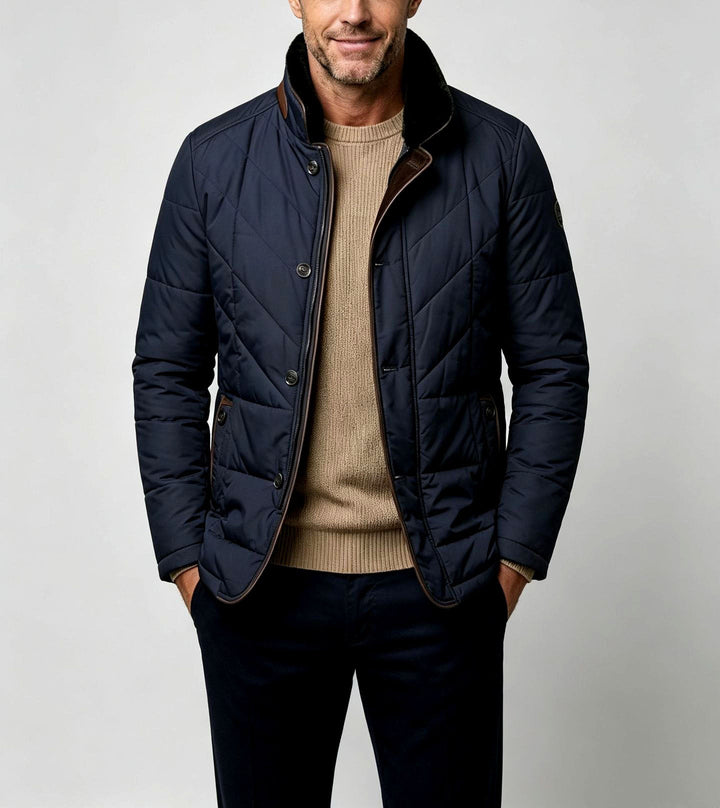 Quilted Jacket with Stand Collar for Men