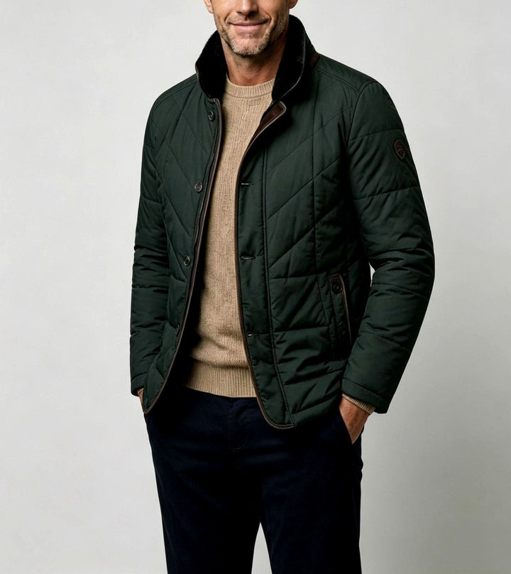 Quilted Jacket with Stand Collar for Men