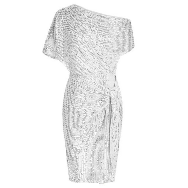 Asymmetrisk pailletkjole til kvinder, mini med wrap