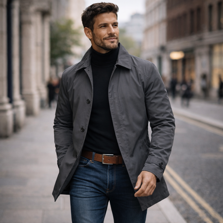 Classic Men's Coat with Buttons