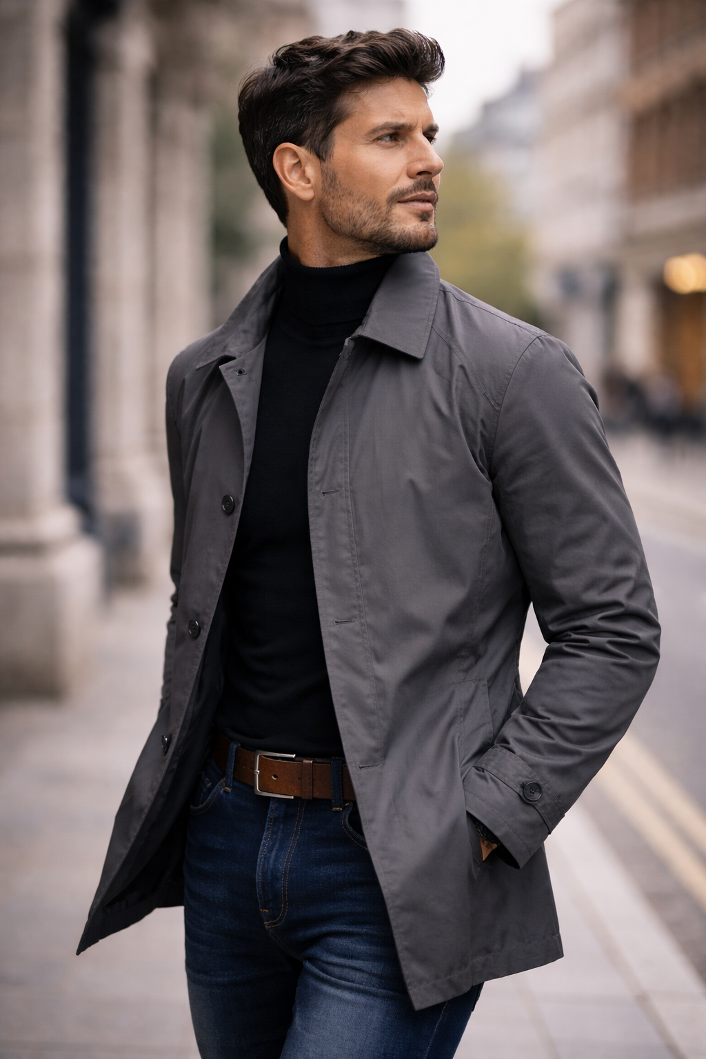 Classic Men's Coat with Buttons
