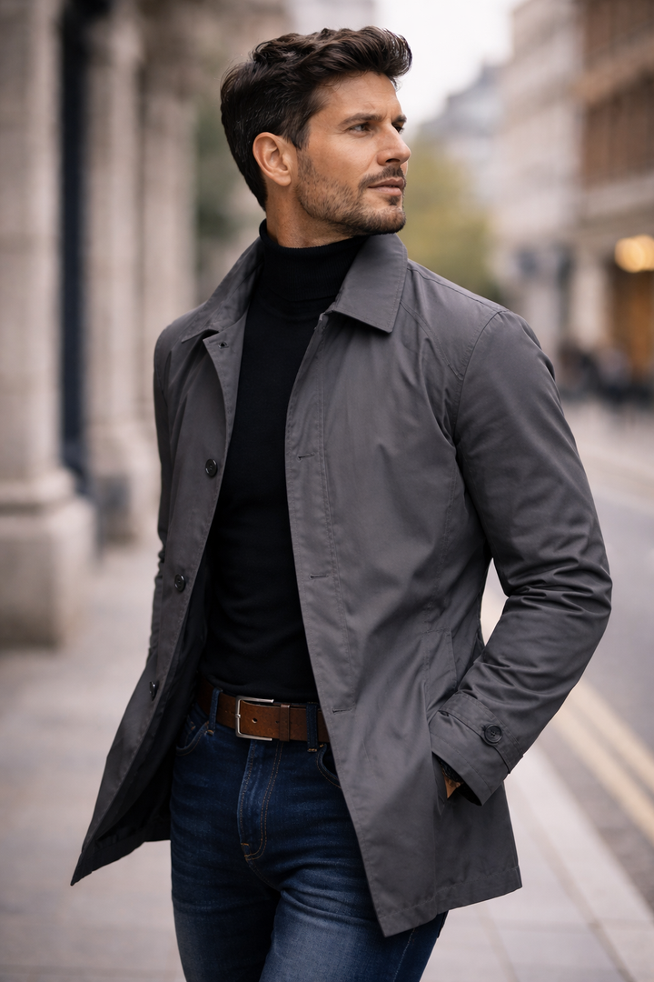 Classic Men's Coat with Buttons