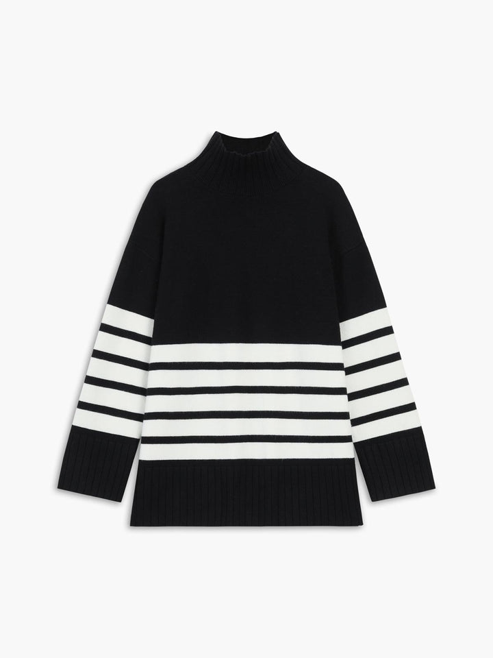 Striped Turtleneck Sweater for Women