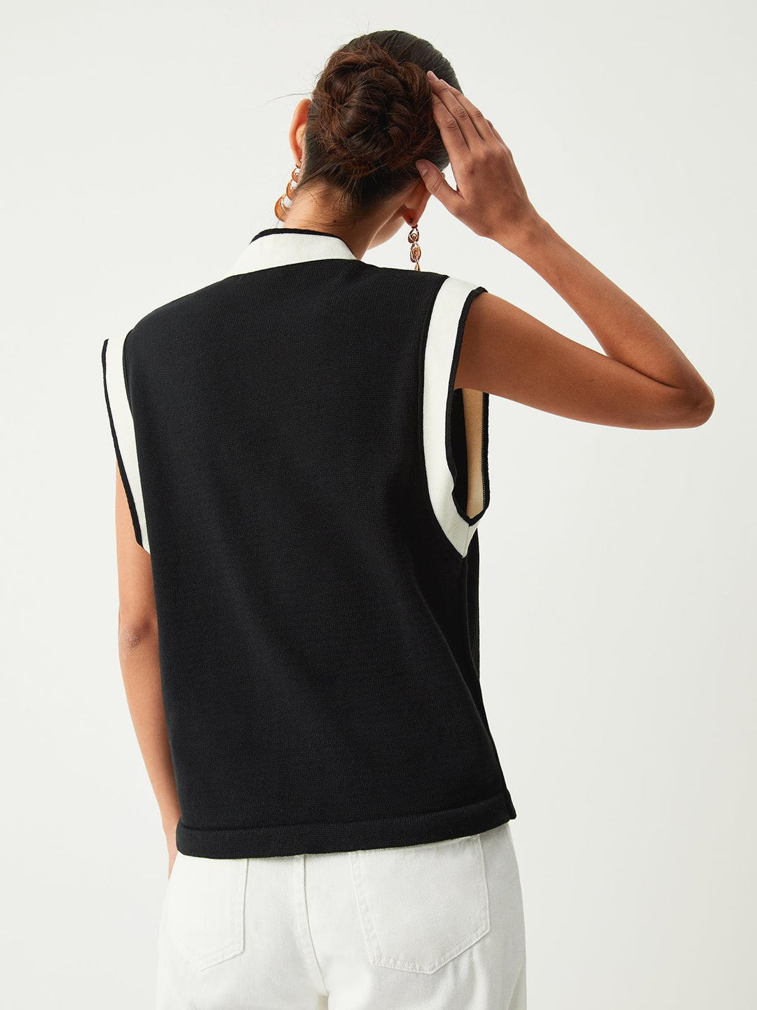Knit Vest with Contrasting Details for Women