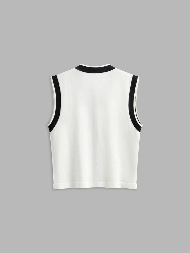 Knit Vest with Contrasting Details for Women