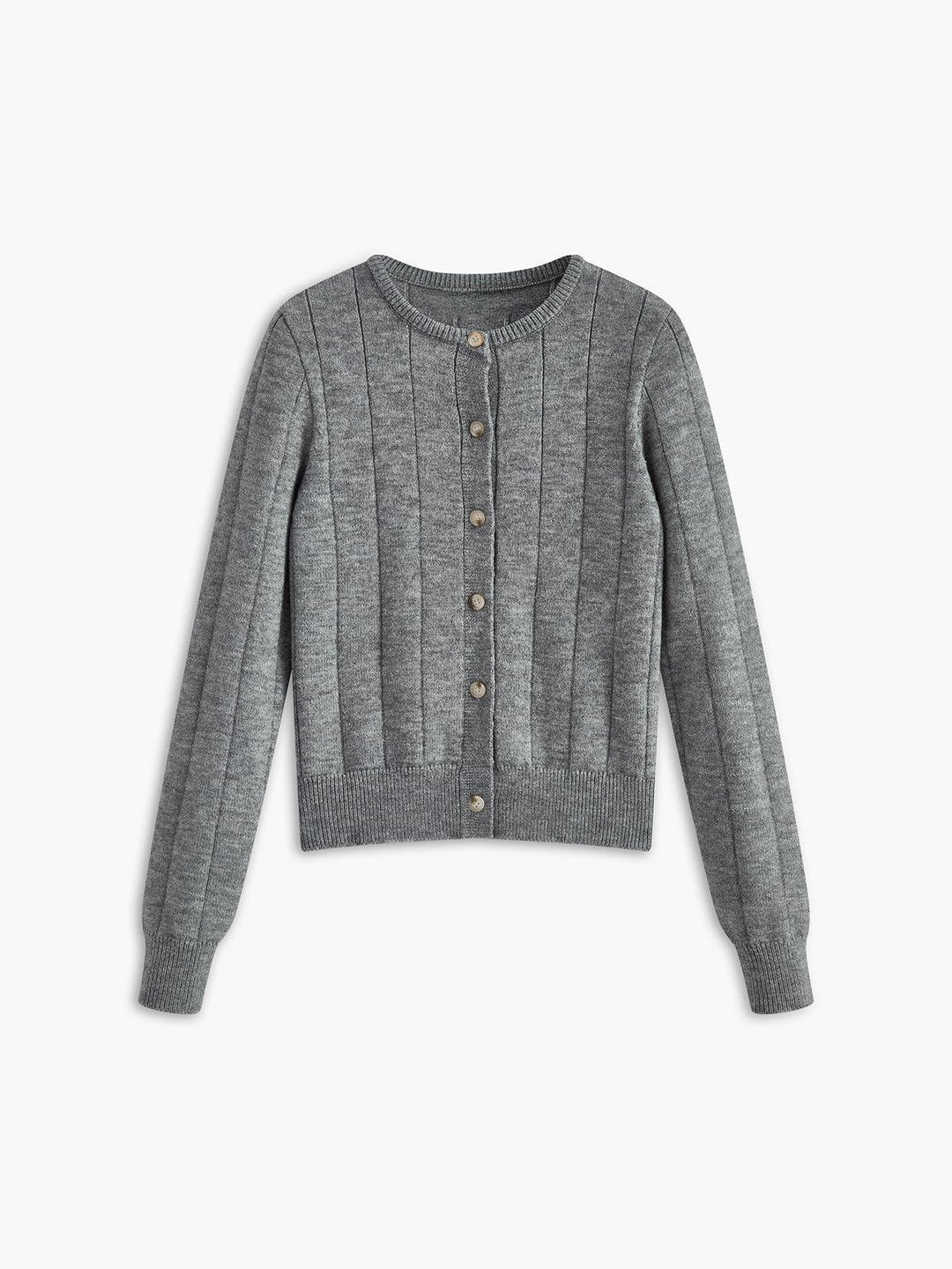 Soft cardigan with a round neckline and button closure for women