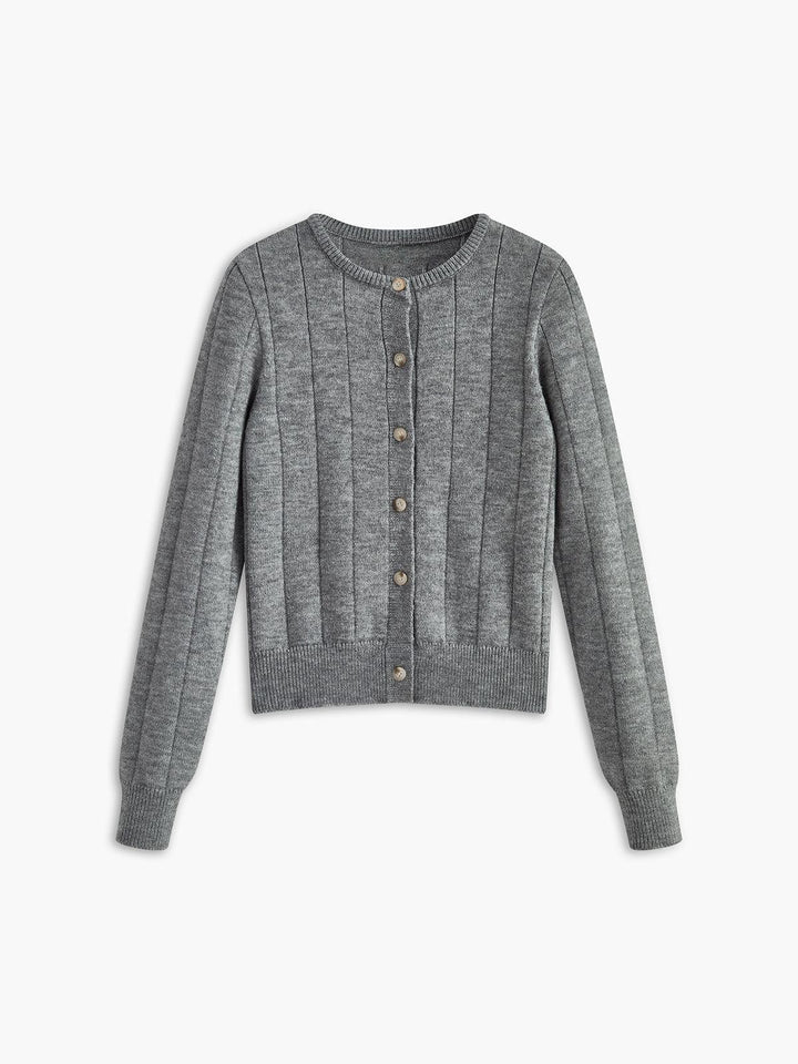Soft cardigan with a round neckline and button closure for women