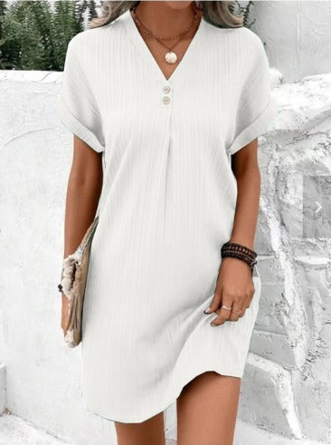 V-neck Dress with Short Sleeves for Women