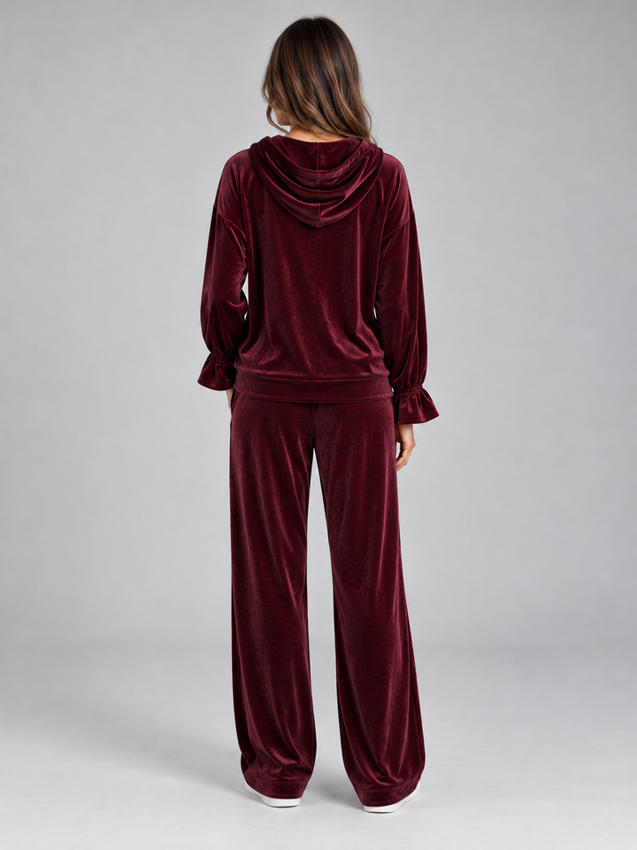 Women's Velvet Hooded Set
