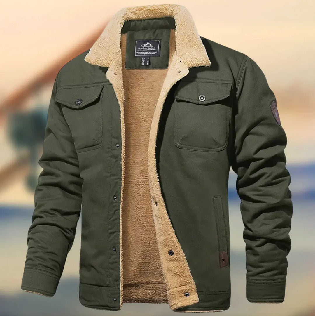 Faux fur men's jacket with collar