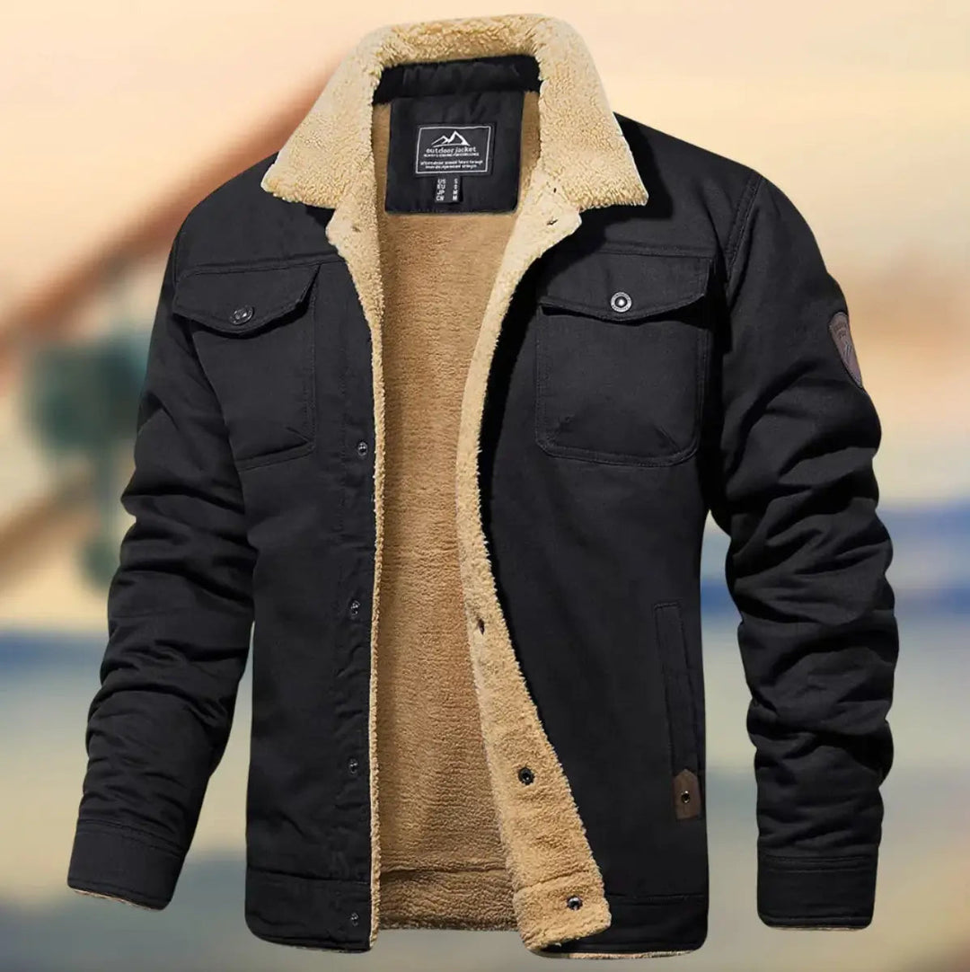 Faux fur men's jacket with collar