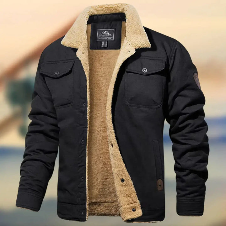 Faux fur men's jacket with collar
