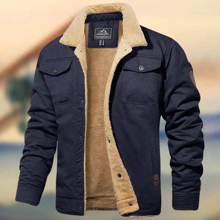 Faux fur men's jacket with collar