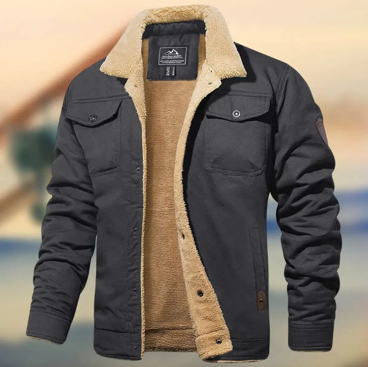 Faux fur men's jacket with collar