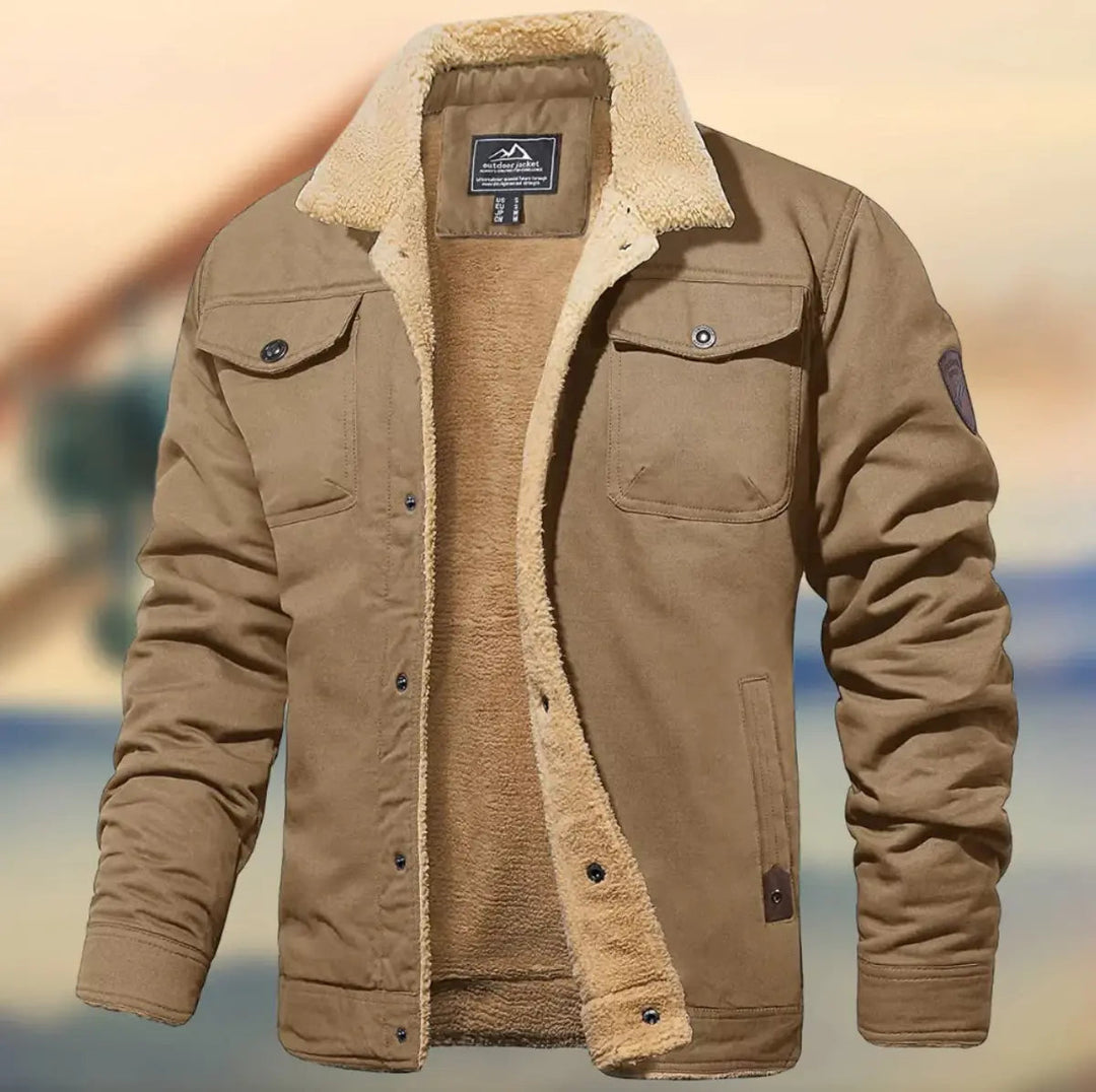 Faux fur men's jacket with collar