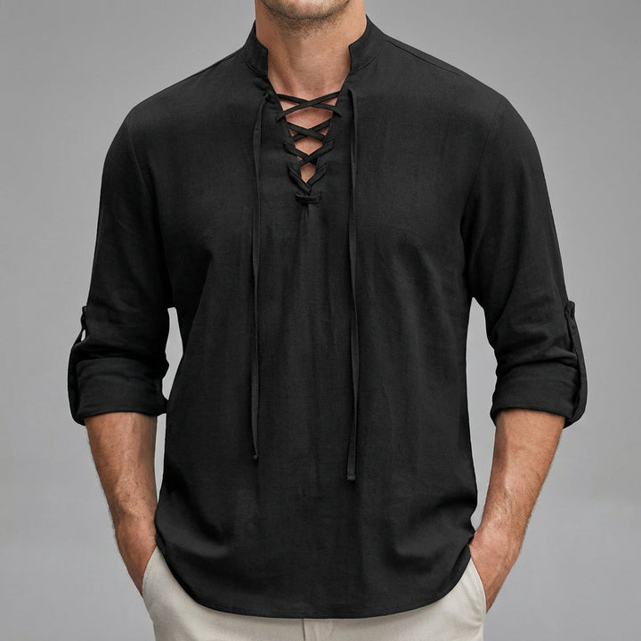 Men's long-sleeved Henley shirt