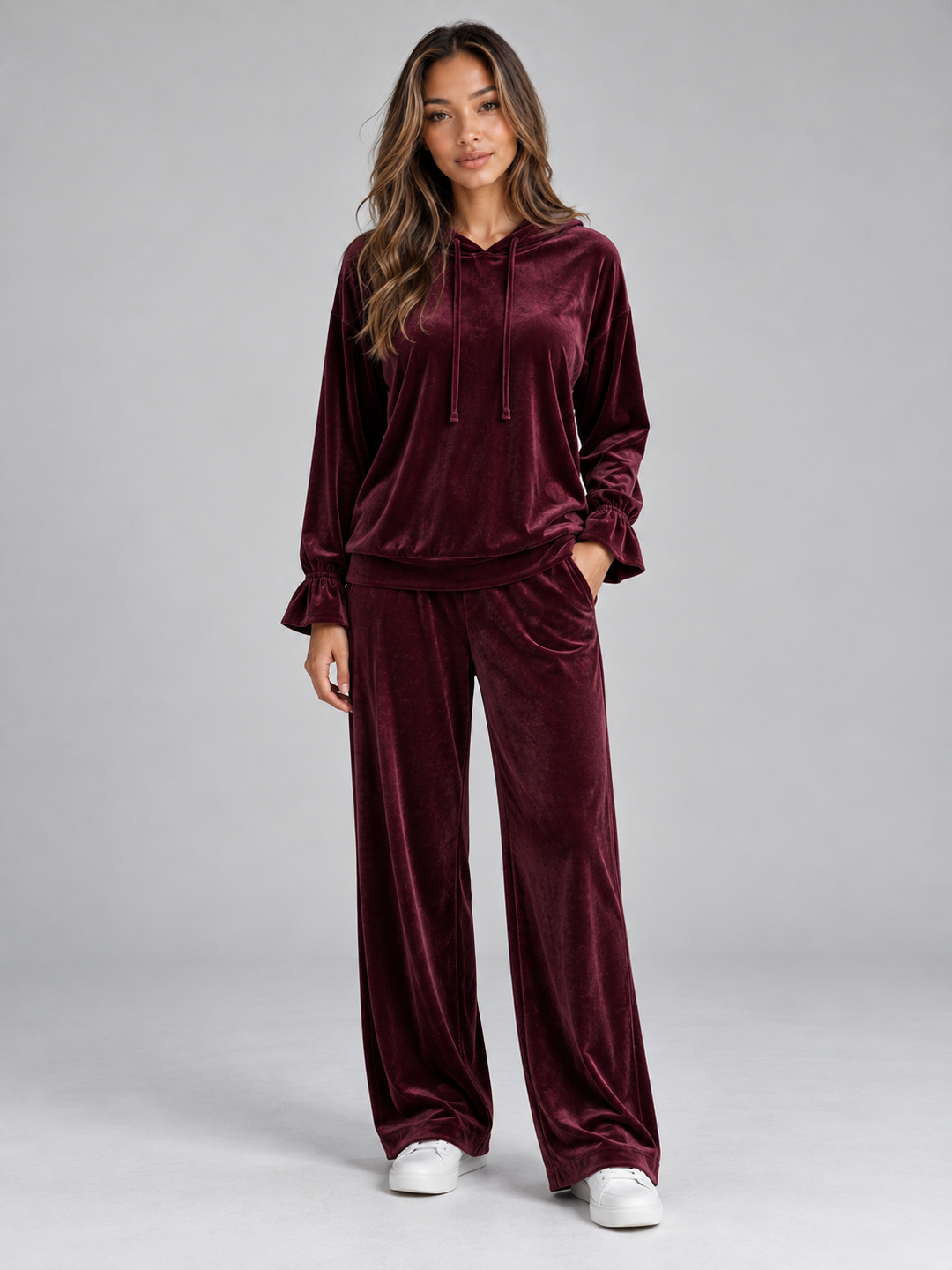 Women's Velvet Hooded Set