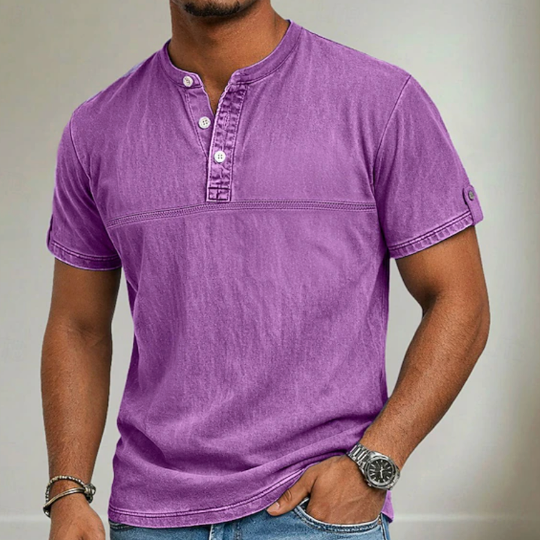 Short-Sleeved Casual Shirt with Collar for Men