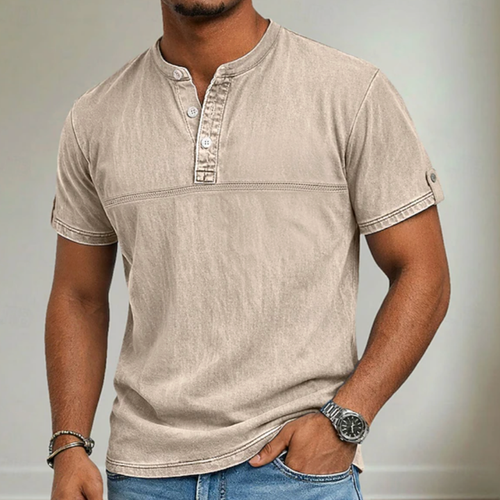 Short-Sleeved Casual Shirt with Collar for Men